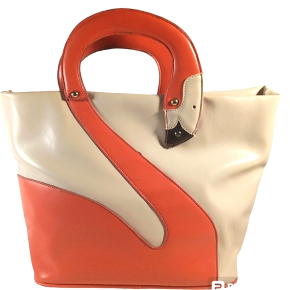 Handbags - Pink Flamingo Retro Faux Leather Tote Handbag